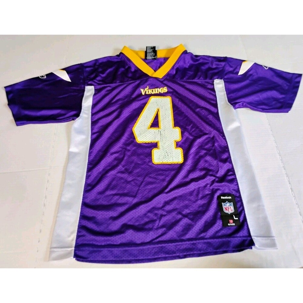 Boys VTG Reebok Minnesota Vikings Brett‎ Favre #4 Jersey - Youth Large (14-16)